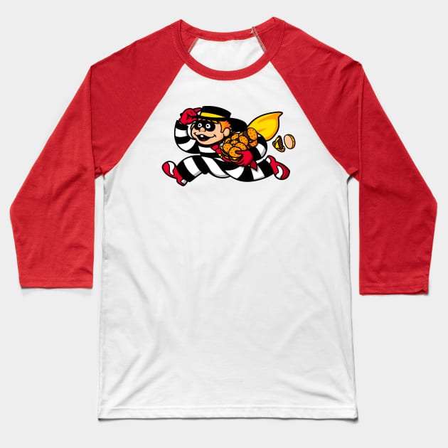 Burger Theft! Baseball T-Shirt by Raffiti